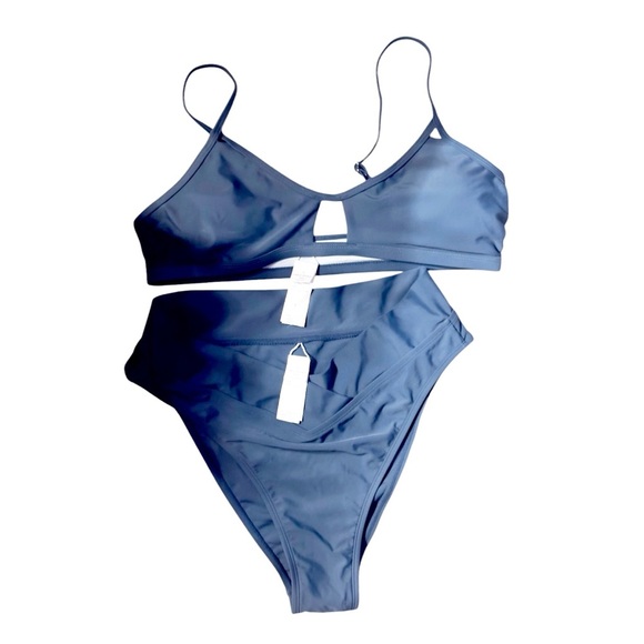 Cupshe Other - Cupshe Blue Bikini Set Triangle Top High-Cut Design Size L